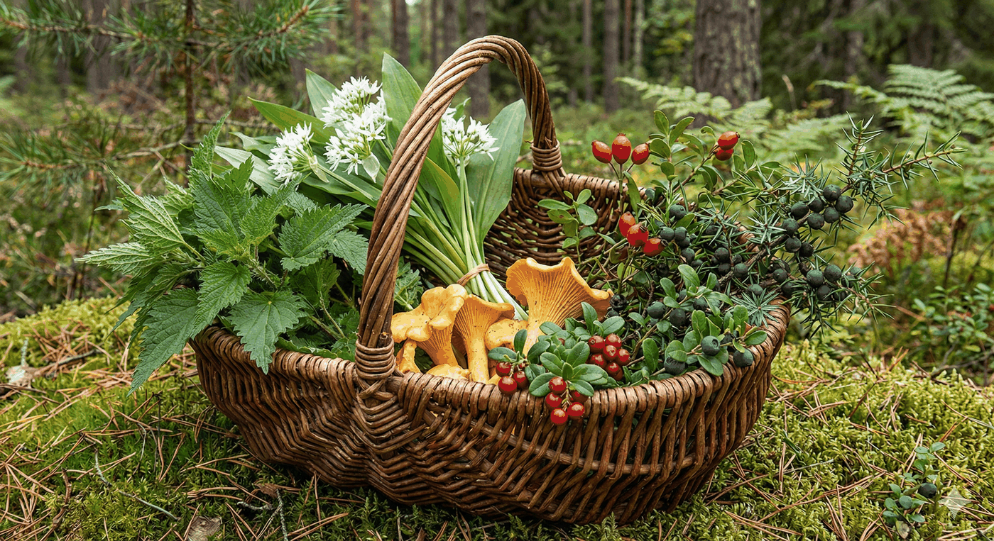 Vilda ätbara växter i skandinavisk natur